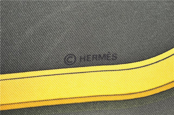 Authentic HERMES Carre 90 Scarf "GRAND APPARAT" Silk Khaki Green 6706E