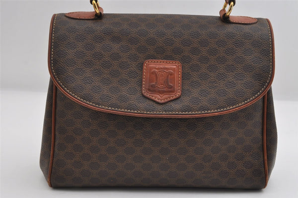 Authentic CELINE C Macadam Blason Pattern Hand Bag Canvas Leather Brown 6706I