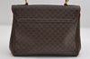 Authentic CELINE C Macadam Blason Pattern Hand Bag Canvas Leather Brown 6706I