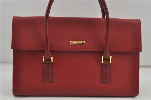 Authentic BURBERRY Vintage Leather Hand Tote Bag Red 6707D