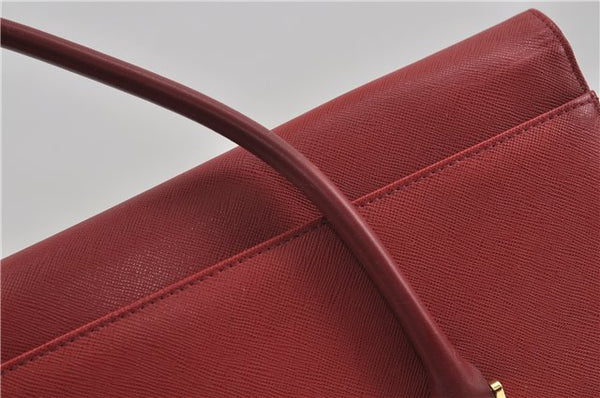 Authentic BURBERRY Vintage Leather Hand Tote Bag Red 6707D