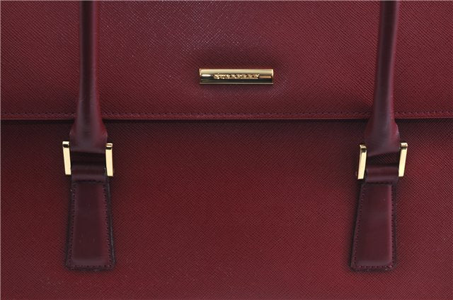 Authentic BURBERRY Vintage Leather Hand Tote Bag Red 6707D