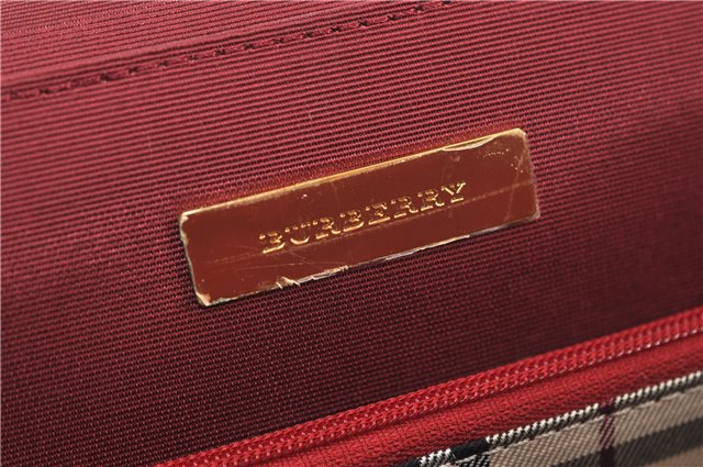 Authentic BURBERRY Vintage Leather Hand Tote Bag Red 6707D