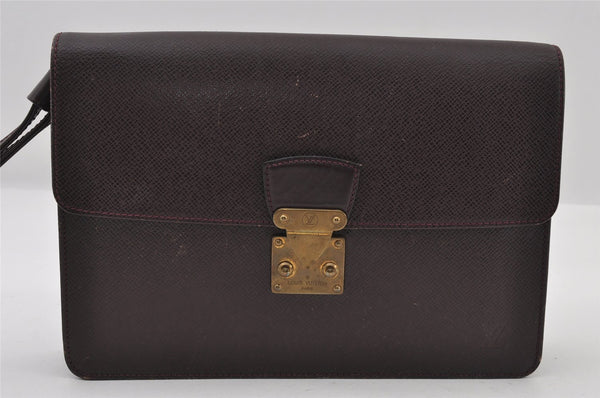 Authentic Louis Vuitton Taiga Kourad Clutch Hand Bag Purple M30196 LV 6707I