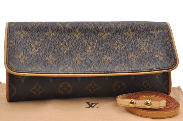 Authentic Louis Vuitton Monogram Pochette Twin GM Shoulder Bag M51852 LV 6708D