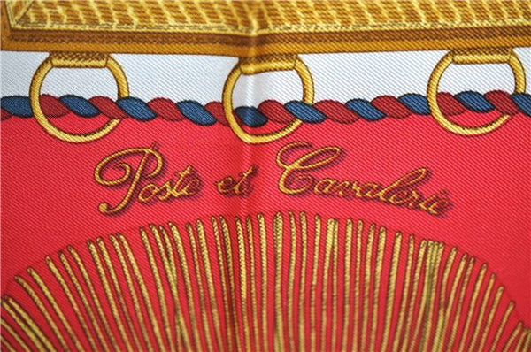 Authentic HERMES Carre 90 Scarf "Paste et Cavalerie" Silk Red 6708E