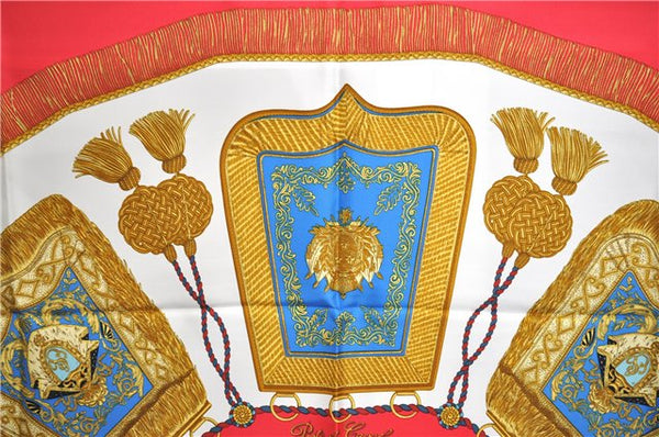 Authentic HERMES Carre 90 Scarf "Paste et Cavalerie" Silk Red 6708E
