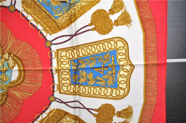 Authentic HERMES Carre 90 Scarf "Paste et Cavalerie" Silk Red 6708E