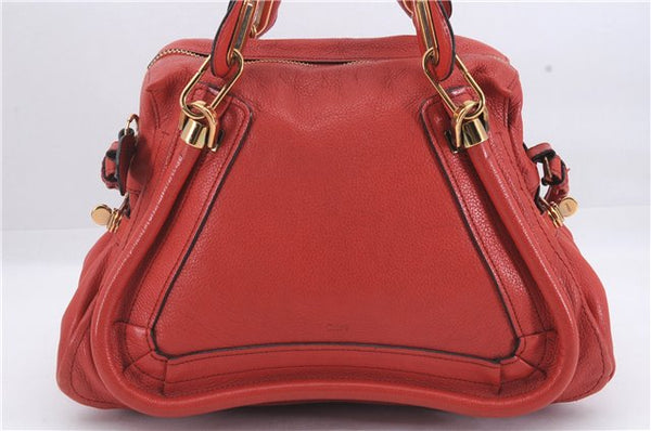 Authentic Chloe Paraty 2Way Shoulder Hand Bag Leather Red 6709D