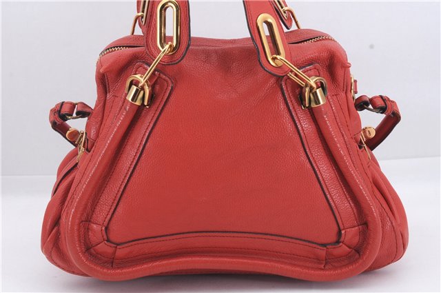 Authentic Chloe Paraty 2Way Shoulder Hand Bag Leather Red 6709D