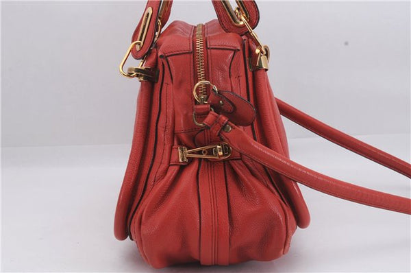 Authentic Chloe Paraty 2Way Shoulder Hand Bag Leather Red 6709D