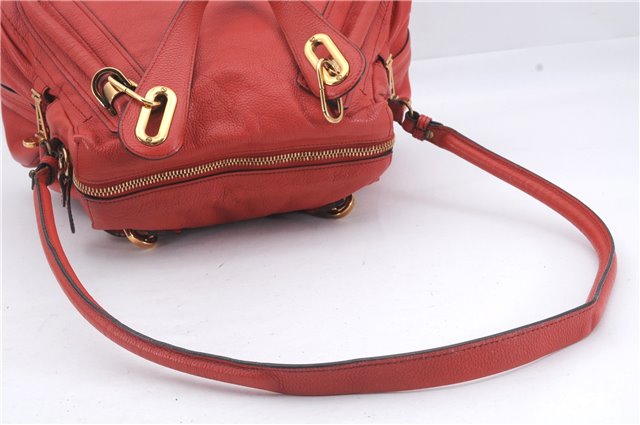 Authentic Chloe Paraty 2Way Shoulder Hand Bag Leather Red 6709D