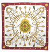 Authentic HERMES Carre 90 Scarf "LES CLES" Silk Bordeaux Red 6711E