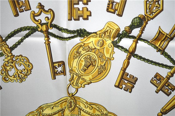 Authentic HERMES Carre 90 Scarf "LES CLES" Silk Bordeaux Red 6711E