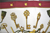 Authentic HERMES Carre 90 Scarf "LES CLES" Silk Bordeaux Red 6711E