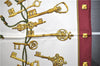Authentic HERMES Carre 90 Scarf "LES CLES" Silk Bordeaux Red 6711E