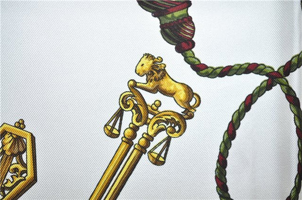 Authentic HERMES Carre 90 Scarf "LES CLES" Silk Bordeaux Red 6711E