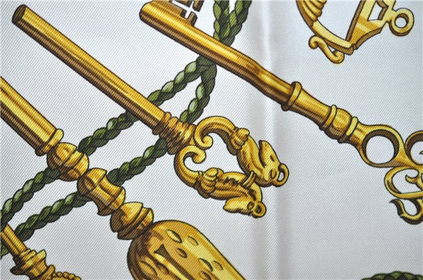 Authentic HERMES Carre 90 Scarf "LES CLES" Silk Bordeaux Red 6711E