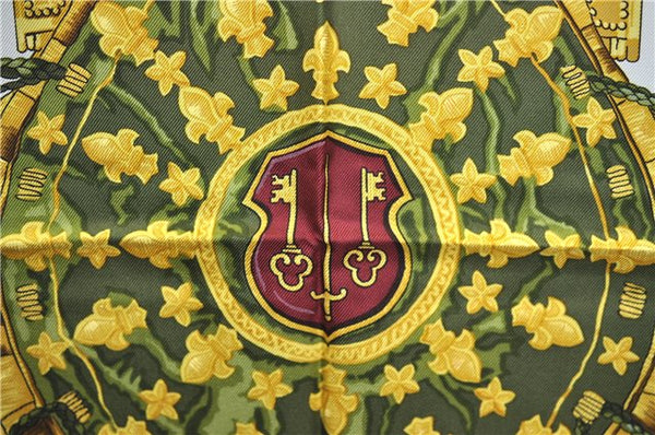 Authentic HERMES Carre 90 Scarf "LES CLES" Silk Bordeaux Red 6711E