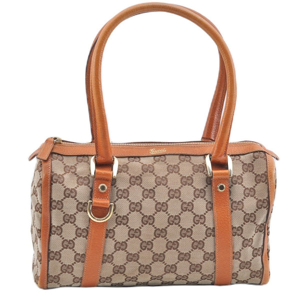 Authentic GUCCI Abbey Hand Boston Bag Purse GG Canvas Leather 130942 Brown 6712F