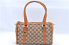 Authentic GUCCI Abbey Hand Boston Bag Purse GG Canvas Leather 130942 Brown 6712F