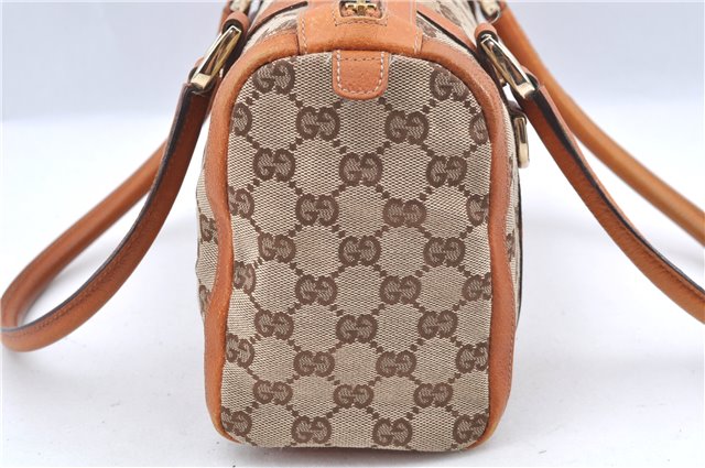 Authentic GUCCI Abbey Hand Boston Bag Purse GG Canvas Leather 130942 Brown 6712F