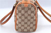 Authentic GUCCI Abbey Hand Boston Bag Purse GG Canvas Leather 130942 Brown 6712F