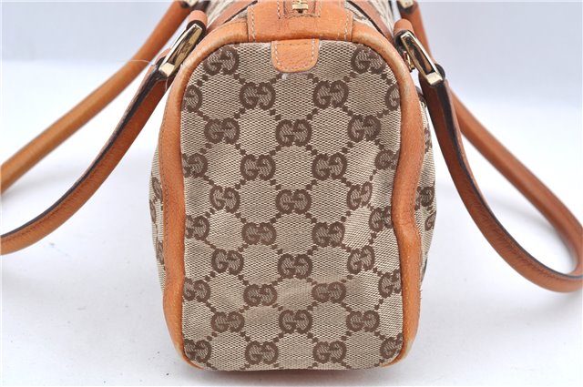 Authentic GUCCI Abbey Hand Boston Bag Purse GG Canvas Leather 130942 Brown 6712F