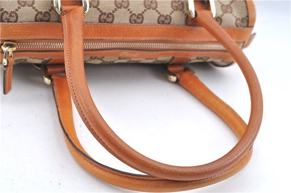 Authentic GUCCI Abbey Hand Boston Bag Purse GG Canvas Leather 130942 Brown 6712F