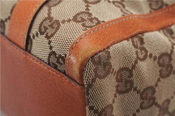 Authentic GUCCI Abbey Hand Boston Bag Purse GG Canvas Leather 130942 Brown 6712F