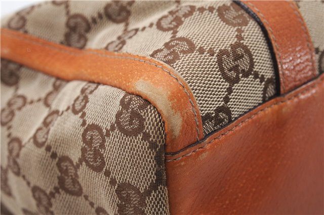 Authentic GUCCI Abbey Hand Boston Bag Purse GG Canvas Leather 130942 Brown 6712F