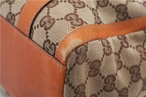 Authentic GUCCI Abbey Hand Boston Bag Purse GG Canvas Leather 130942 Brown 6712F