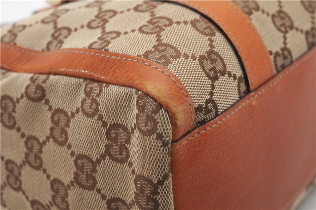 Authentic GUCCI Abbey Hand Boston Bag Purse GG Canvas Leather 130942 Brown 6712F