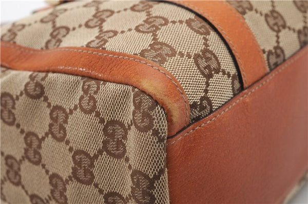 Authentic GUCCI Abbey Hand Boston Bag Purse GG Canvas Leather 130942 Brown 6712F