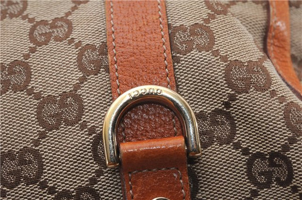 Authentic GUCCI Abbey Hand Boston Bag Purse GG Canvas Leather 130942 Brown 6712F