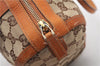 Authentic GUCCI Abbey Hand Boston Bag Purse GG Canvas Leather 130942 Brown 6712F