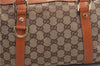 Authentic GUCCI Abbey Hand Boston Bag Purse GG Canvas Leather 130942 Brown 6712F