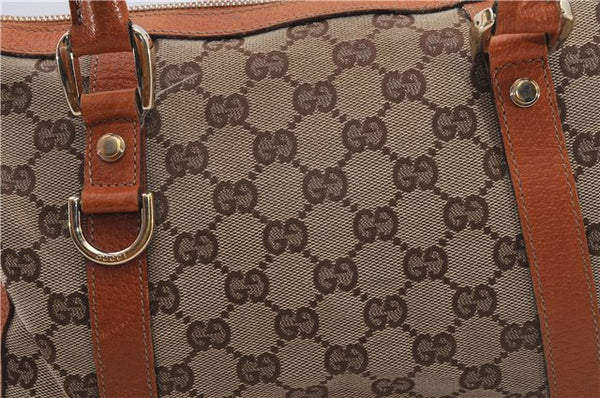 Authentic GUCCI Abbey Hand Boston Bag Purse GG Canvas Leather 130942 Brown 6712F