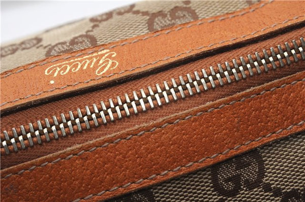 Authentic GUCCI Abbey Hand Boston Bag Purse GG Canvas Leather 130942 Brown 6712F