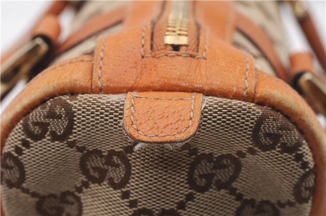 Authentic GUCCI Abbey Hand Boston Bag Purse GG Canvas Leather 130942 Brown 6712F