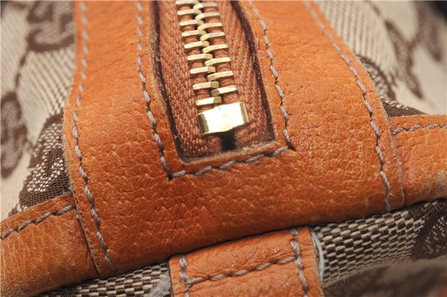 Authentic GUCCI Abbey Hand Boston Bag Purse GG Canvas Leather 130942 Brown 6712F