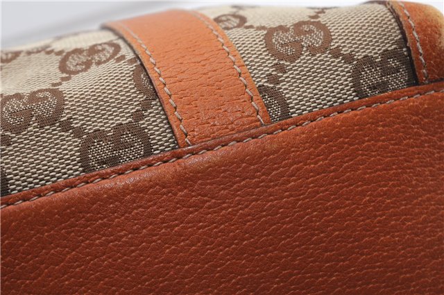 Authentic GUCCI Abbey Hand Boston Bag Purse GG Canvas Leather 130942 Brown 6712F