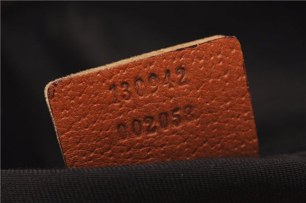 Authentic GUCCI Abbey Hand Boston Bag Purse GG Canvas Leather 130942 Brown 6712F