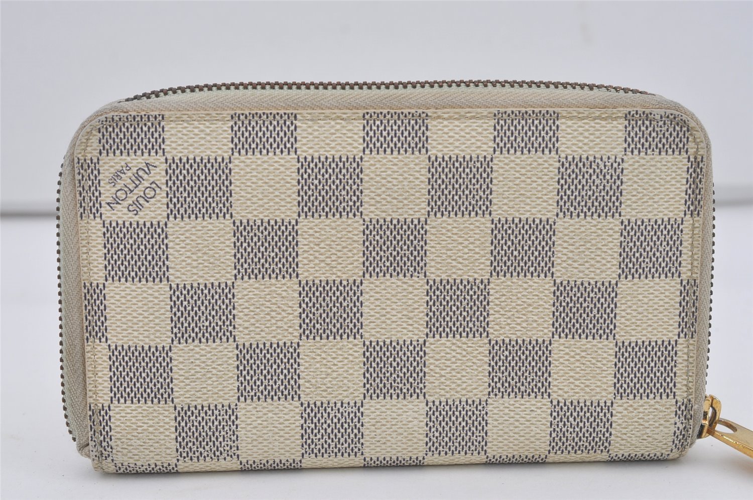 Authentic Louis Vuitton Damier Azur Zippy Compact Wallet Purse N60029 LV 6712I