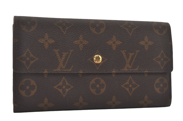 Authentic Louis Vuitton Monogram Portefeuille International M61217 Wallet 6714I