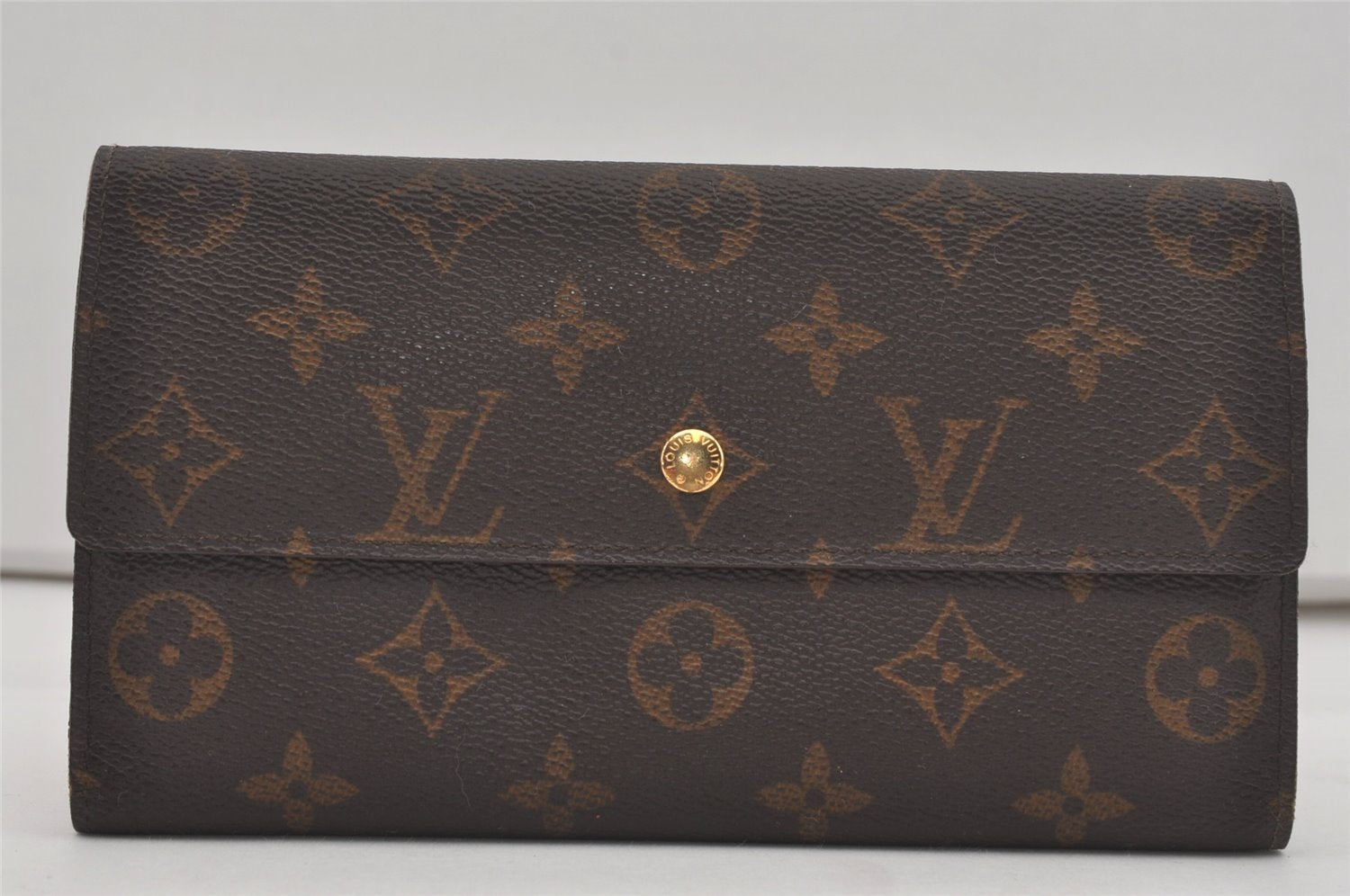 Authentic Louis Vuitton Monogram Portefeuille International M61217 Wallet 6714I