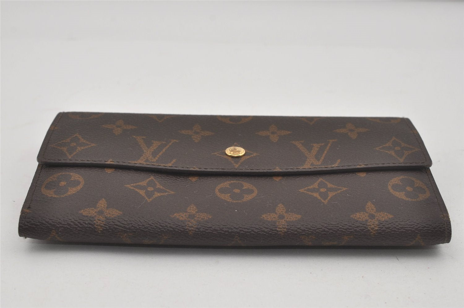 Authentic Louis Vuitton Monogram Portefeuille International M61217 Wallet 6714I