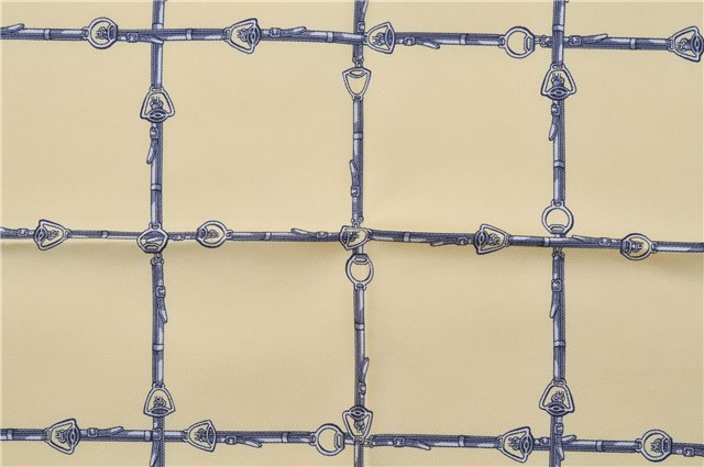 Authentic HERMES Petit Carre 40 Scarf Handkerchief Belt Pattern Silk Navy 6715E