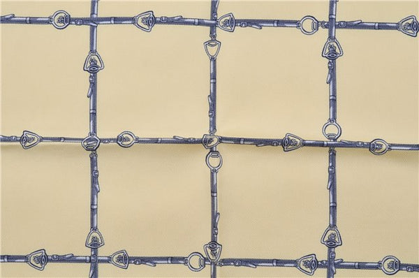 Authentic HERMES Petit Carre 40 Scarf Handkerchief Belt Pattern Silk Navy 6715E