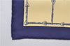 Authentic HERMES Petit Carre 40 Scarf Handkerchief Belt Pattern Silk Navy 6715E
